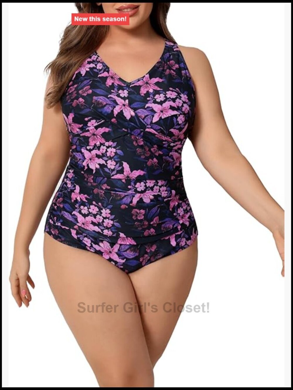 Plus Size One Piece Swimsuit Twist Front Tummy Control Full Coverage Retro
